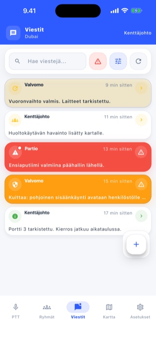 Ryhmäviestit ja kuittaukset.