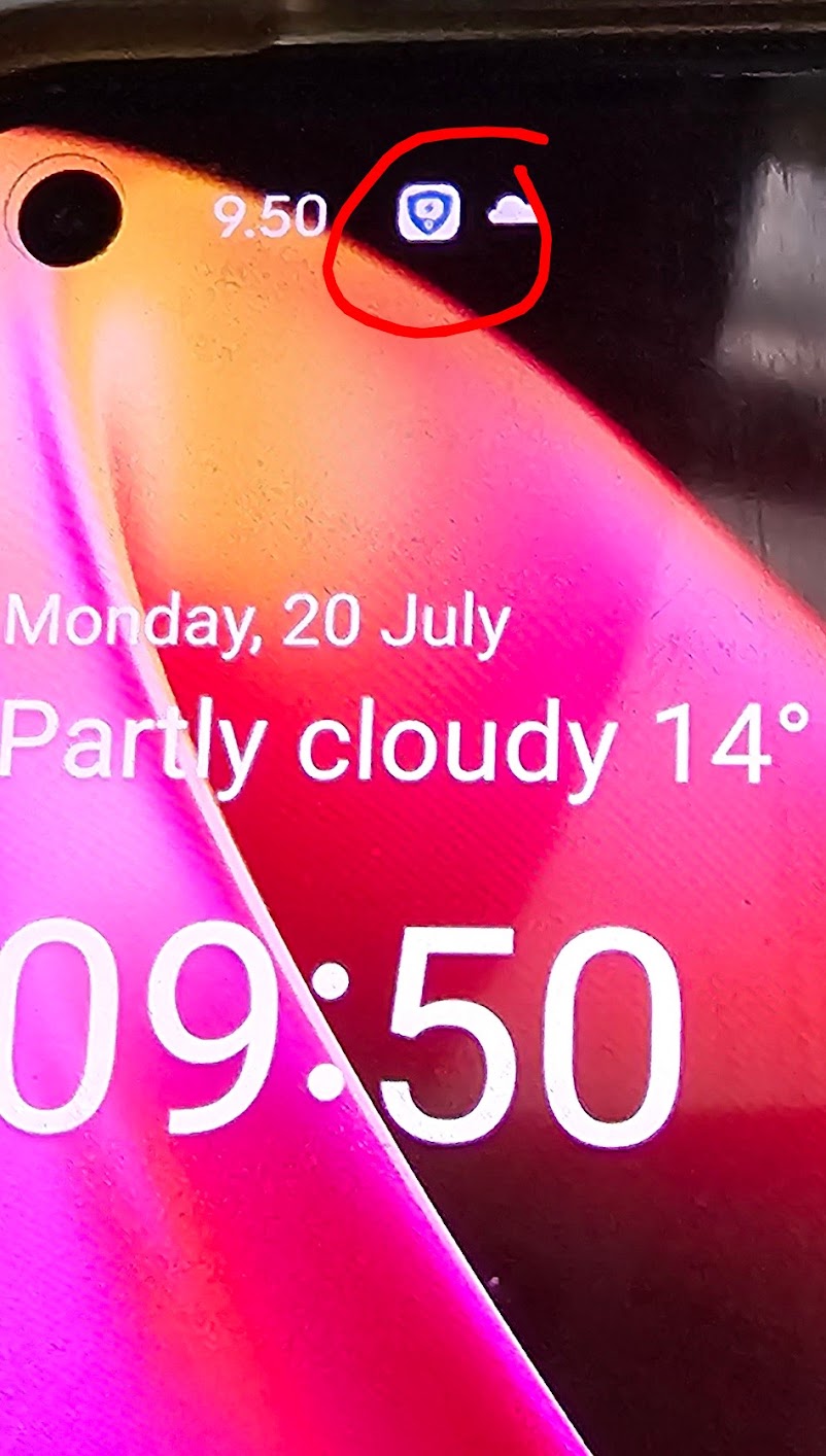 VoxGuard icon visible in the Android status bar during an active PTT session