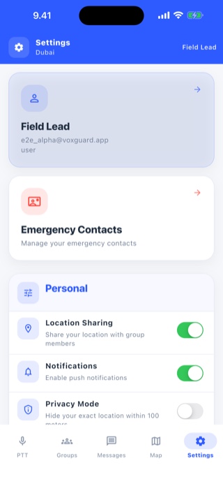 Settings and profile.