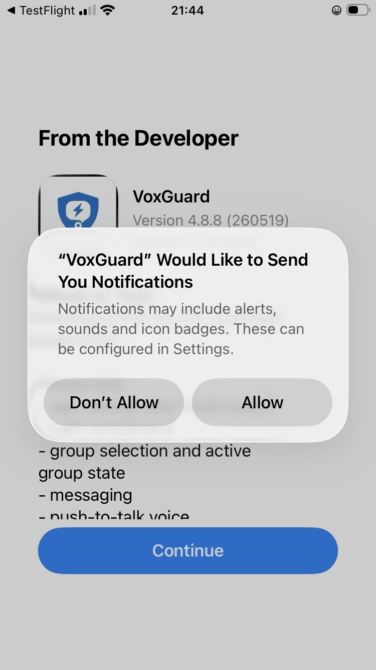 iOS notification permission prompt