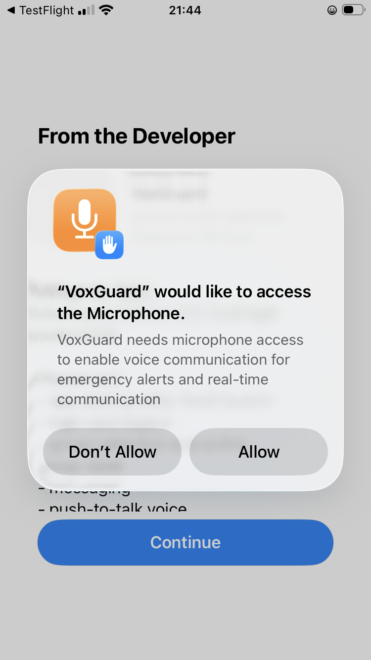 iOS microphone permission prompt